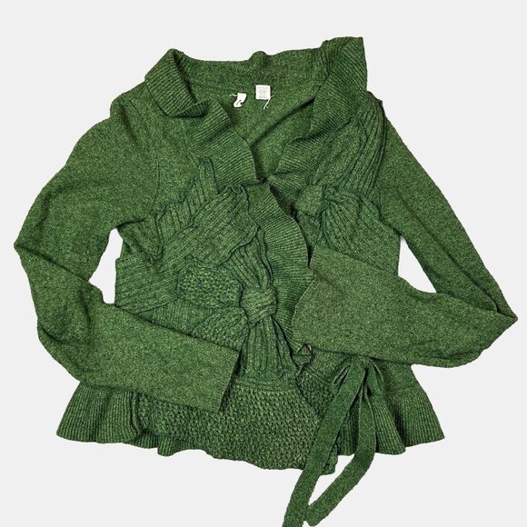 Anthropologie Sweaters - Anthropologie MOTH Forest Green Bow Embellished Cardigan Sweater Women's Small